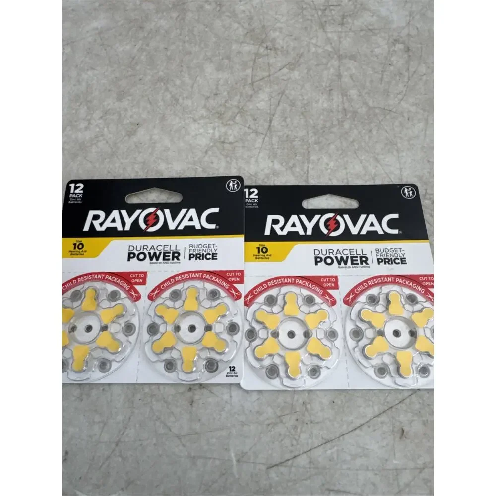 Rayovac Zinc Air Hearing Aid Batteries 12 Pack Size 10 Lot Of Two